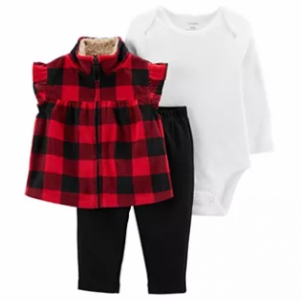 NWT 18 mo. 3 Piece Plaid Vest Set